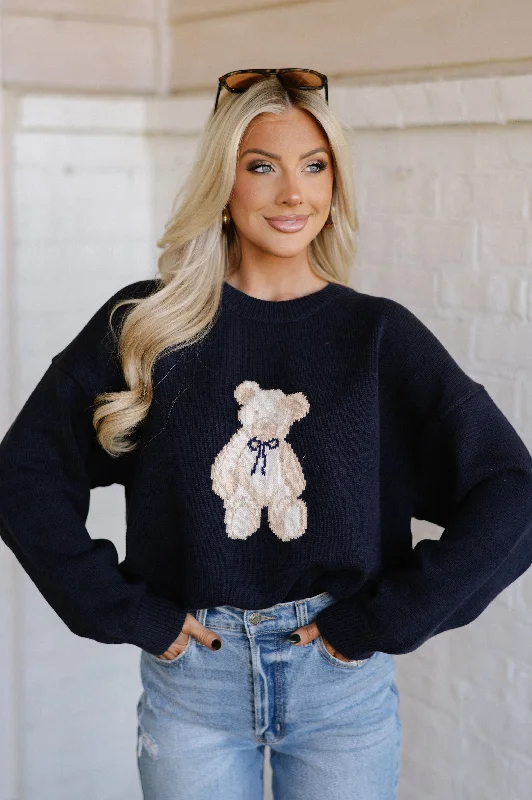 Massive Deal Navy Teddy Graphic Sweater