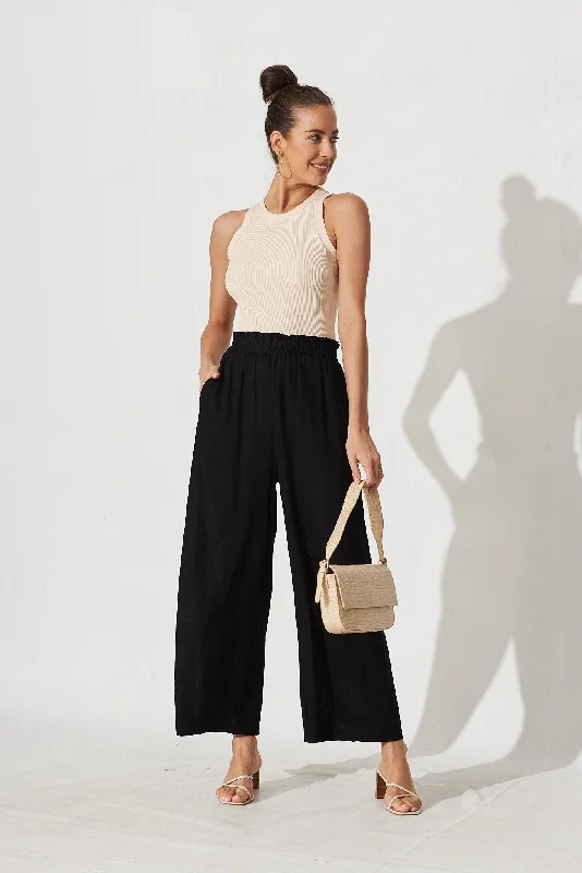 Now or Never Nicole Pant In Black Linen Blend