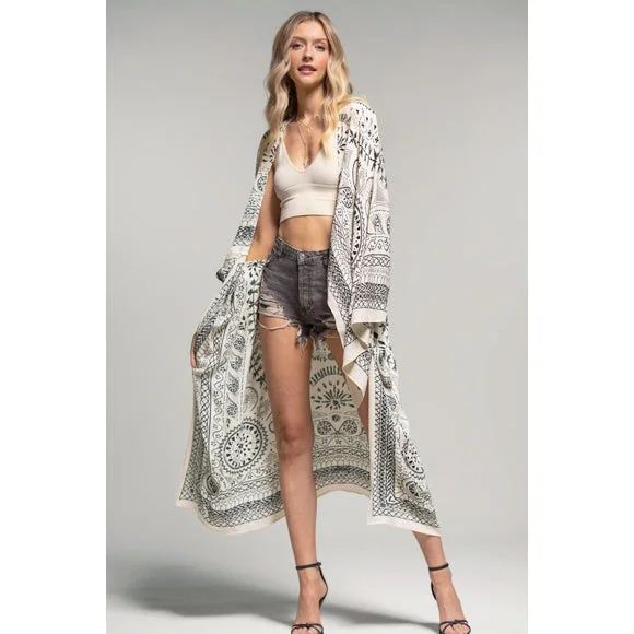 Weekend Bargains to Sizzle Sand & Salt Moroccan Inspired Duster Kimono Wrap Coverup Open Top One Size