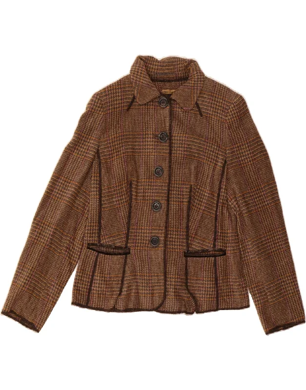 Exclusive Deal RENA LANGE Womens 5 Button Blazer Jacket UK 16 Large Brown Check
