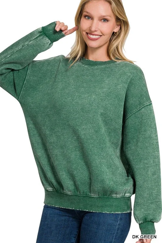 Weekend Savings Sensation Acid Wash Fleece Oversized Pullover