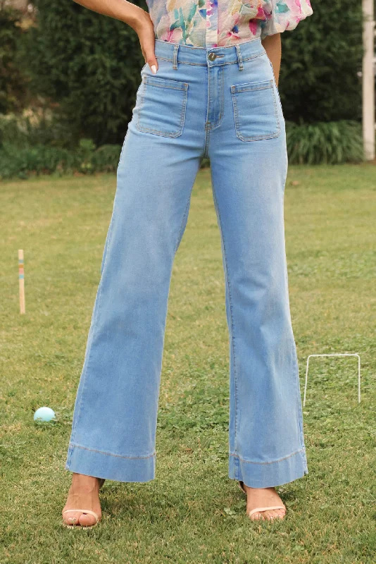Seasonal Sale Juan High Rise Wide Leg Jean In Light Blue Denim