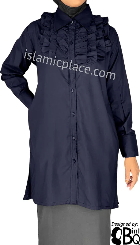 Weekend Deals That Wow Navy Blue - Rafia Style Kameez Tunic Top by BintQ - BQ194B