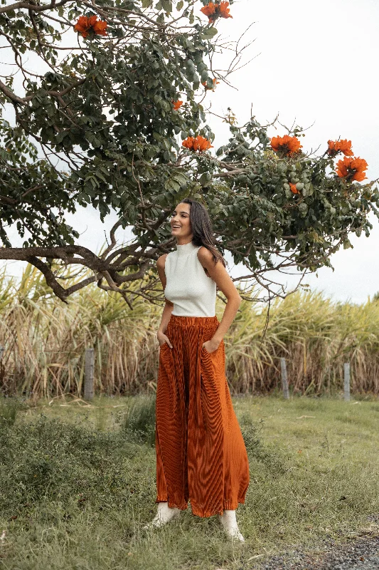 Special Price Leria Wide Pant - Burnt Orange