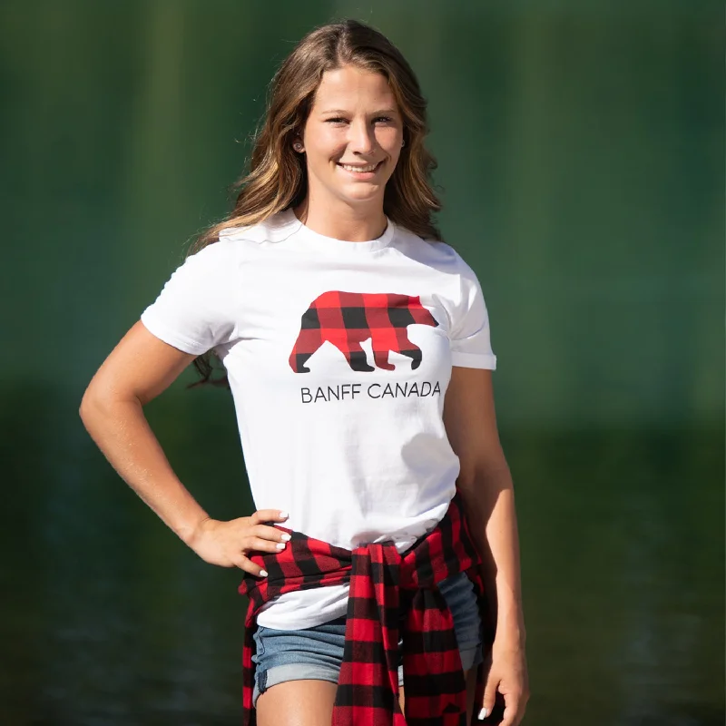 Closeout Deal Ladies Red Bear T-Shirt With Banff Canada