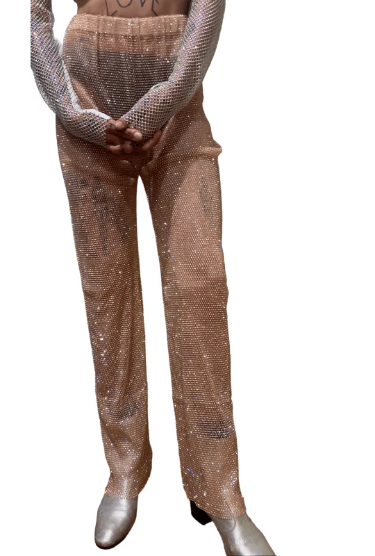 Weekend Bargains to Savor Cream Crystal Mesh Pants