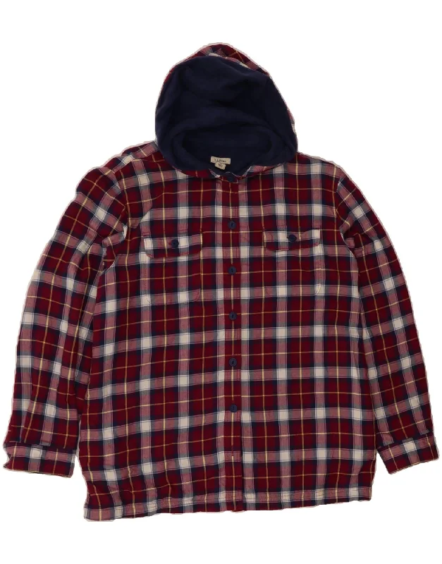Best Choice L.L.BEAN Womens Loose Fit Hooded Bomber Jacket UK 16 Large Burgundy Check Best Choice L.L.BEAN Womens Loose Fit Hooded Bomber Jacket UK 16 Large Burgundy Check