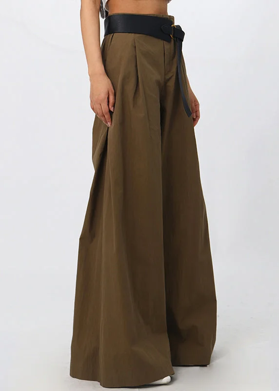 Weekend Savings Spectacular French Brown High Waist Patchwork Cotton Wide Leg Pants Spring Weekend Savings Spectacular French Brown High Waist Patchwork Cotton Wide Leg Pants Spring