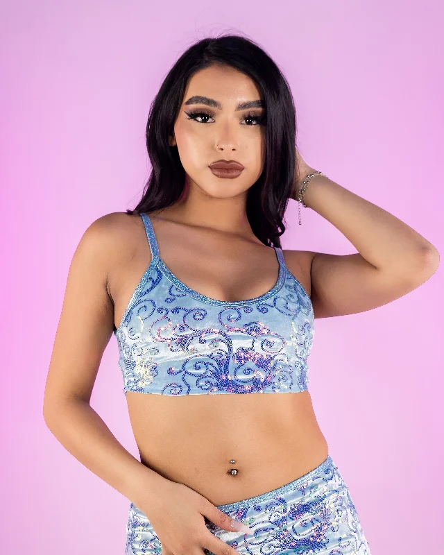 Exclusive Weekend Offers Inside Baby Blue Cosmic Sequin Velvet Tank Top