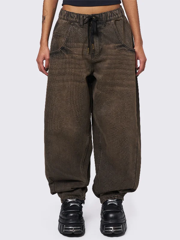 Weekend Specials Just for You Bloom Brown Balloon Jeans