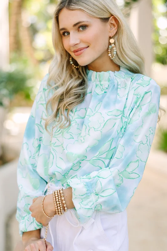 Limited Supply Be True To You Mint Green Abstract Floral Blouse