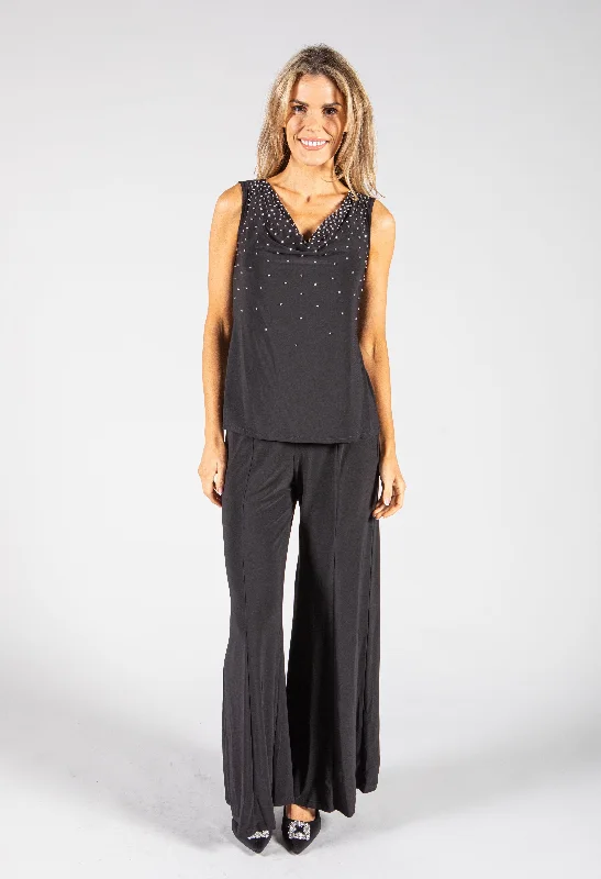 Time-Limited Offer Beaded Cowl Neck Sleeveless Top